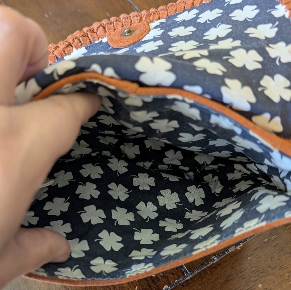 Floral Patterned Bag with Orange Trim